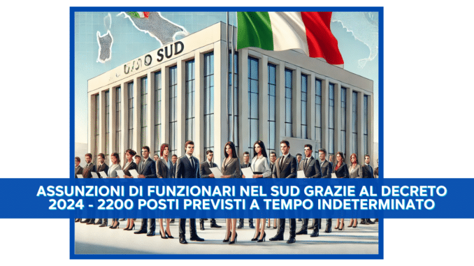 Assunzioni di Funzionari nel SUD grazie al Decreto 2024 - 2200 posti previsti a tempo indeterminato