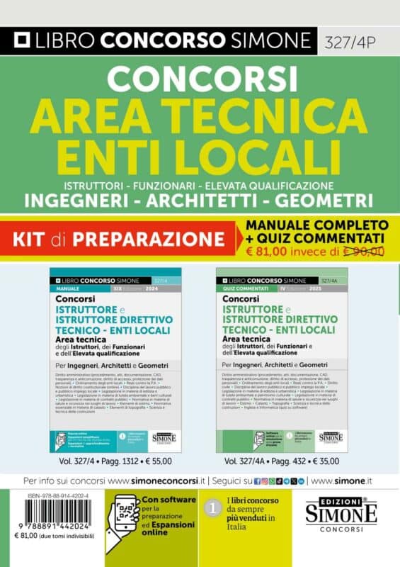 KIT Concorsi Area Tecnica Enti Locali – Istruttori (Cat. C) – Funzionari dell’elevata qualificazione (Cat. D) – Geometra – Ingegnere – Architetto