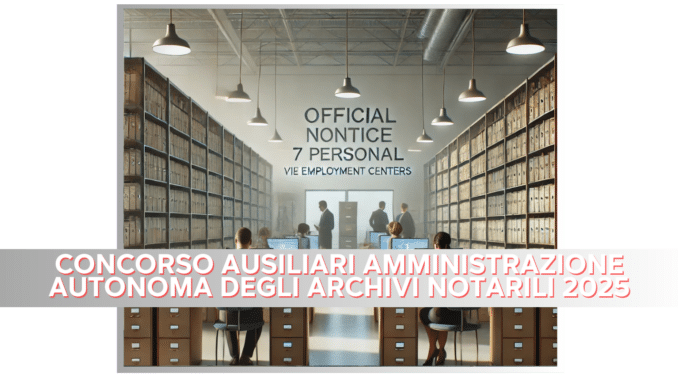 Concorso Ausiliari Amministrazione Autonoma degli Archivi Notarili 2025 - 7 posti  a tempo indeterminato