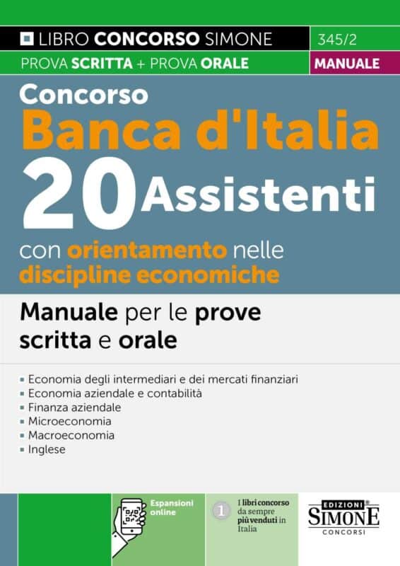 Manuale Concorso Banca d’Italia – 20 Assistenti Amministrativi Discipline economiche