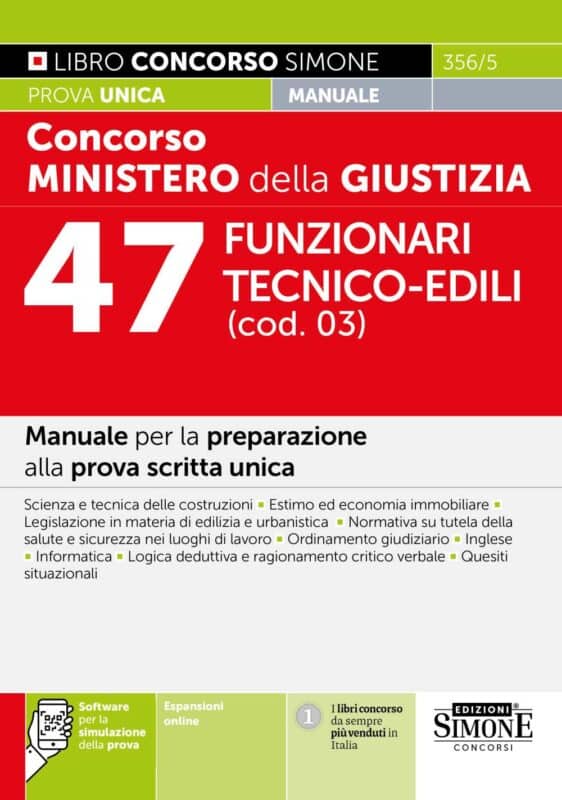 Manuale Concorso Ministero della Giustizia 47 Funzionari tecnico-edili (cod. 03) – Per la preparazione