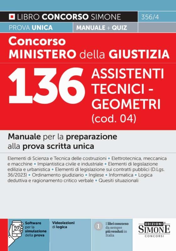 Manuale Concorso Ministero della Giustizia 2025: 136 Assistente tecnico-geometra