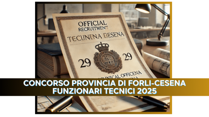 Concorso Provincia di Forli-Cesena Funzionari Tecnici 2025 - 29 posti