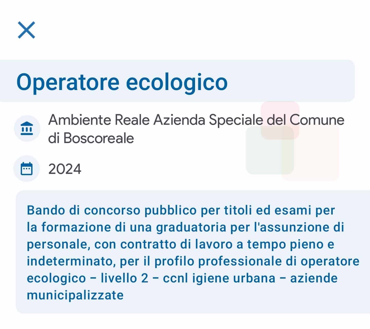 Concorso Comune di Boscoreale operatore ecologico 2024 -banca dati ufficiale 