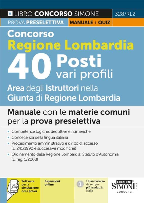 Manuale Concorso Regione Lombardia 40 Posti vari profili – Per la preparazione