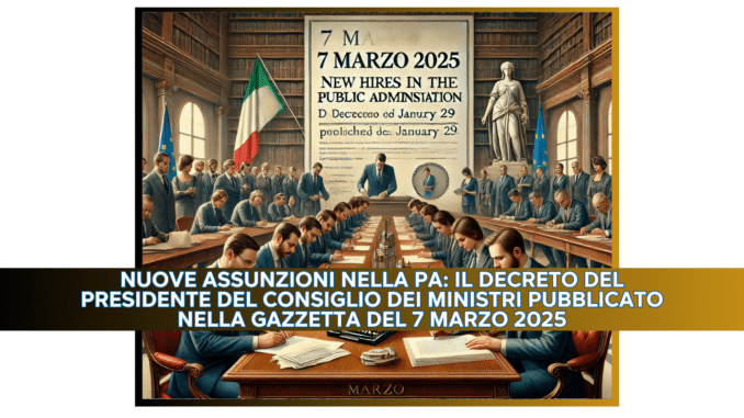 Nuove Assunzioni nella PA: Il Decreto del Presidente del Consiglio dei Ministri pubblicato nella Gazzetta del 7 marzo 2025