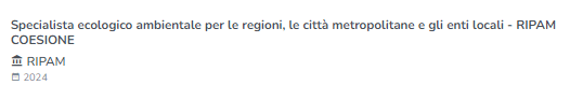 Specialista ecologico ambientale per le regioni, le città metropolitane e gli enti locali - RIPAM COESIONE