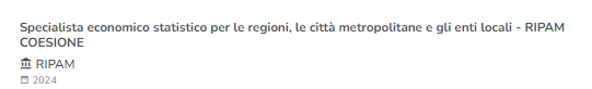 Specialista economico statistico per le regioni, le città metropolitane e gli enti locali - RIPAM COESIONE