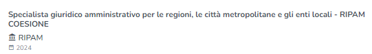 Specialista giuridico amministrativo per le regioni, le città metropolitane e gli enti locali - RIPAM COESIONE