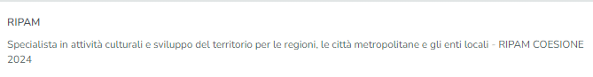 Specialista in attività culturali e sviluppo del territorio per le regioni, le città metropolitane e gli enti locali - RIPAM COESIONE