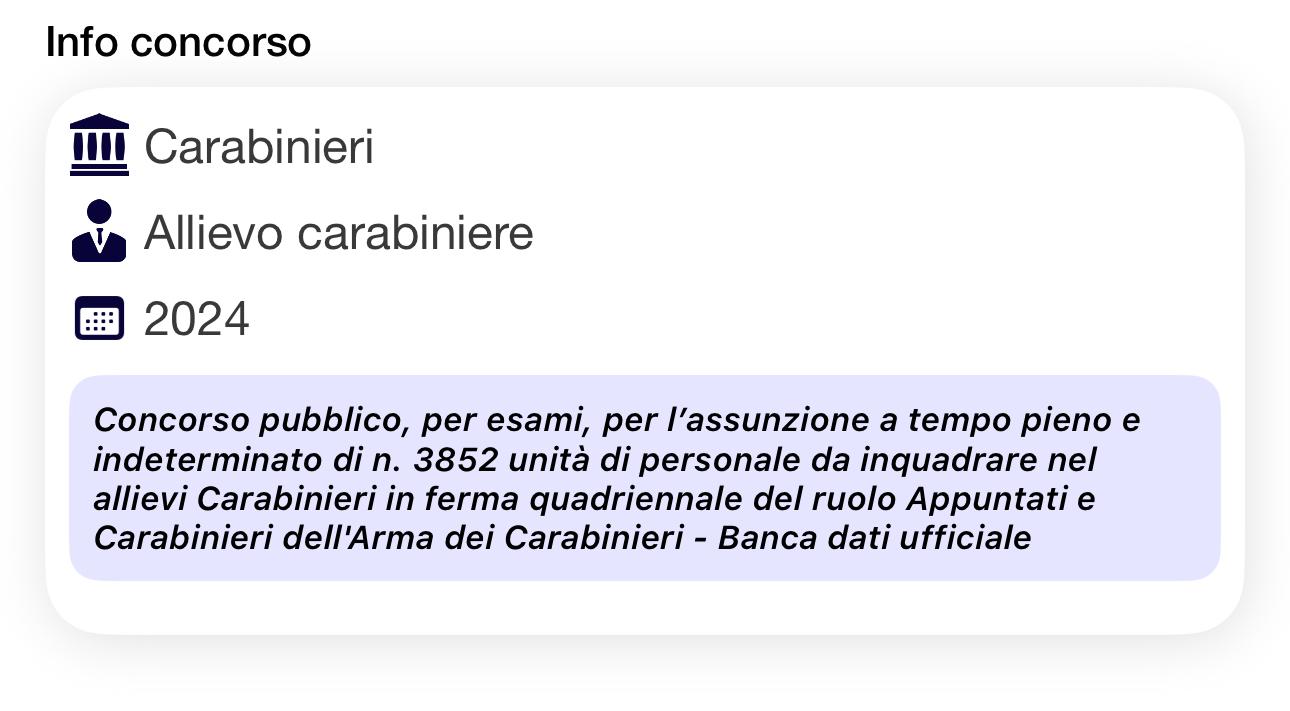 Bnaca dati ufficiale - Concorso Allievi Carabinieri 2024