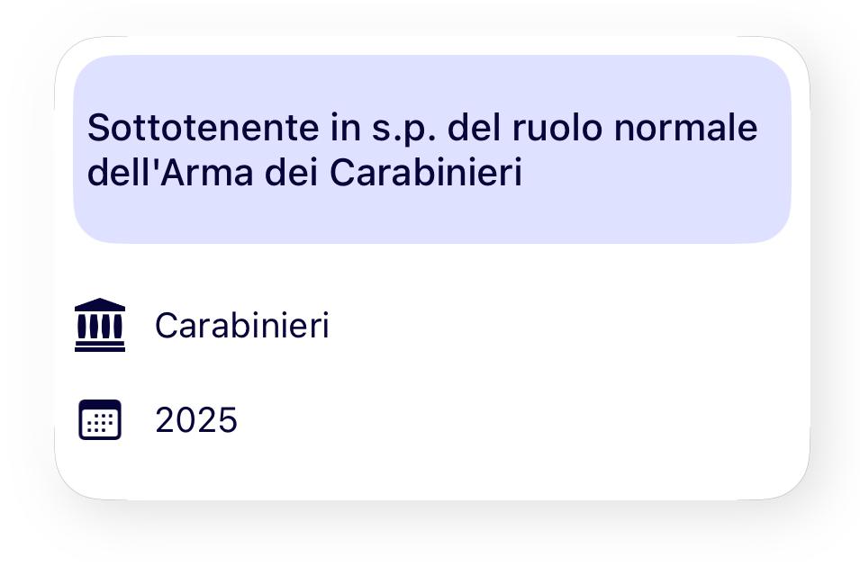 Banca dati ufficiale Concorso Sottotenenti Arma dei Carabinieri 2025