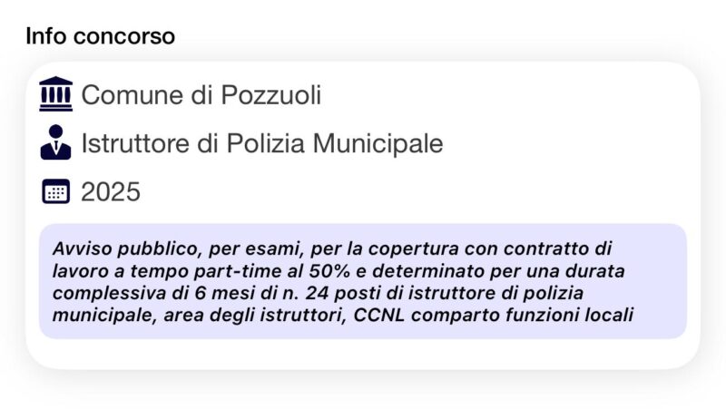 Banca dati di esercitazione (NON UFFICIALE) per Concorso Comune di Pozzuoli Istruttori di Polizia Municipale