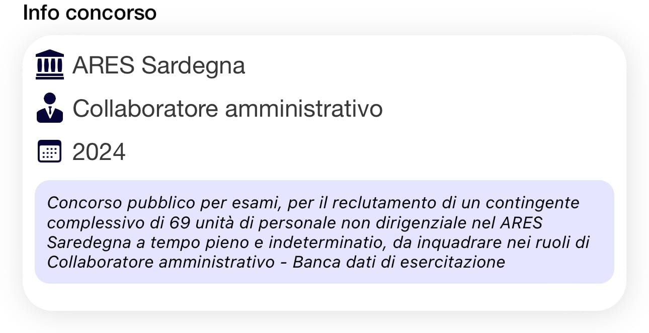 Quiz Concorso ARES Sardegna Amministrativi 2024 - Banca Dati