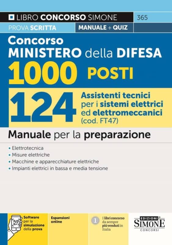 Manuale Concorso Ministero della Difesa 2024 – 124 Assistenti tecnici per i sistemi elettrici ed elettromeccanici – Per la prova scritta