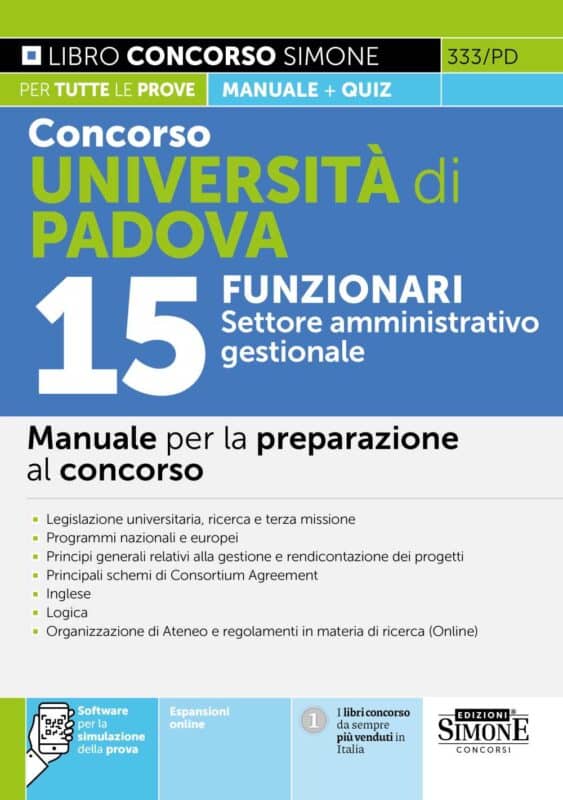 Manuale Concorso Università di Padova 15 FUNZIONARI Settore amministrativo-gestionale