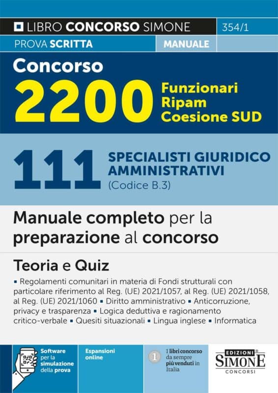 Manuale Concorso 2200 Funzionari Ripam Coesione SUD – 111 Specialisti giuridico amministrativi (Codice B.3)