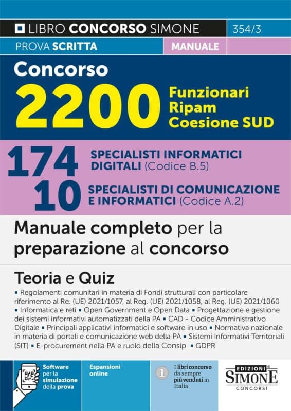 Manuale Concorso 2200 Funzionari Ripam Coesione SUD – 174 Specialisti informatici digitali (cod. B.5) – 10 Specialisti di comunicazione e informatici (cod. A.2)