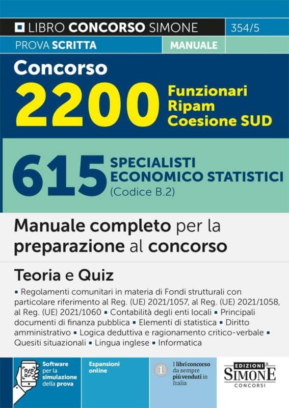 Manuale Concorso 2200 Funzionari Ripam Coesione SUD – 615 Specialisti economico statistici (Codice B.2)