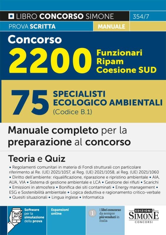 Manuale Concorso 2200 Funzionari Ripam Coesione SUD – 75 Specialisti ecologico ambientali (Codice B.1)