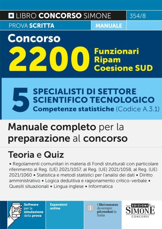 Manuale Concorso 2200 Funzionari Ripam Coesione SUD – 5 Specialisti di settore scientifico tecnologico (Competenze statistiche) (Codice A.3.1)