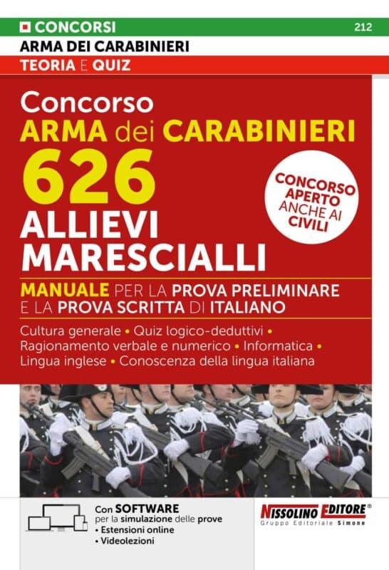 Manuale Concorso Marescialli Carabinieri 2025 – Prova preliminare e prova scritta